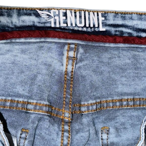 Genuine  Authentic distressed Blue Jeans size 38 x 30 - Picture 6 of 7